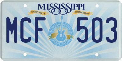 MS license plate MCF503