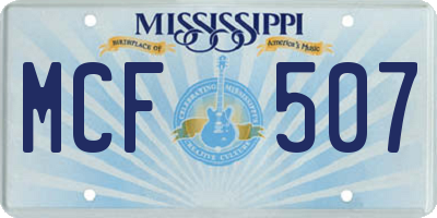 MS license plate MCF507