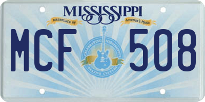 MS license plate MCF508
