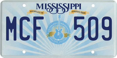 MS license plate MCF509