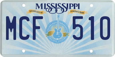 MS license plate MCF510
