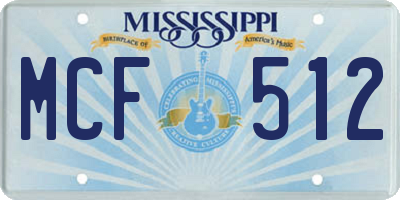 MS license plate MCF512