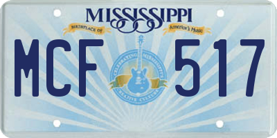 MS license plate MCF517