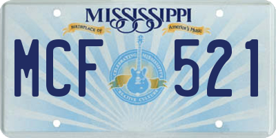 MS license plate MCF521