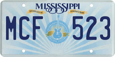 MS license plate MCF523