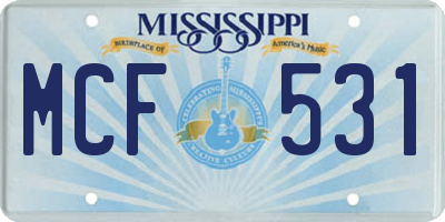 MS license plate MCF531