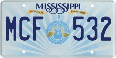 MS license plate MCF532