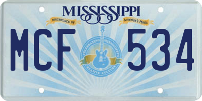 MS license plate MCF534