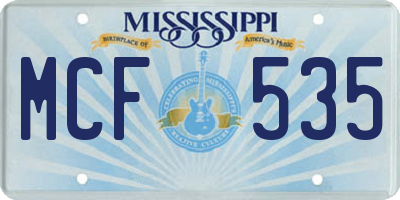 MS license plate MCF535