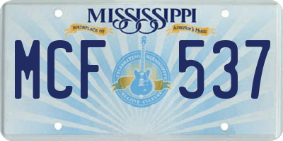 MS license plate MCF537