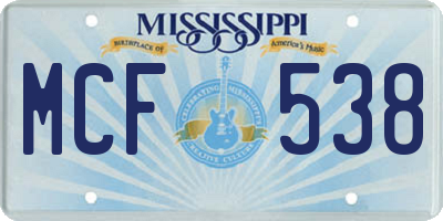 MS license plate MCF538