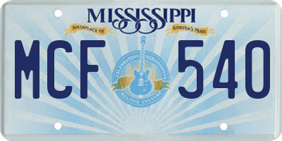 MS license plate MCF540