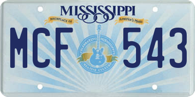MS license plate MCF543