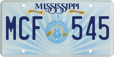 MS license plate MCF545