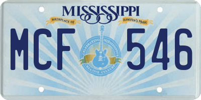 MS license plate MCF546