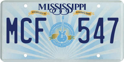 MS license plate MCF547