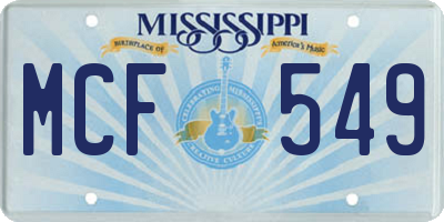 MS license plate MCF549