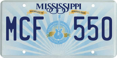 MS license plate MCF550
