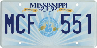 MS license plate MCF551
