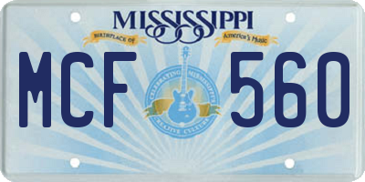 MS license plate MCF560