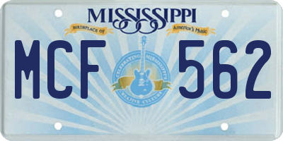 MS license plate MCF562