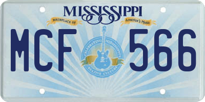 MS license plate MCF566