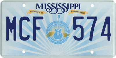 MS license plate MCF574
