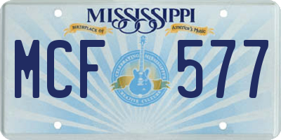 MS license plate MCF577