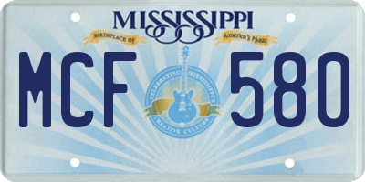 MS license plate MCF580