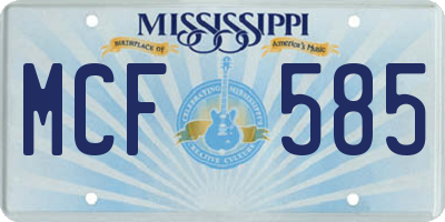 MS license plate MCF585