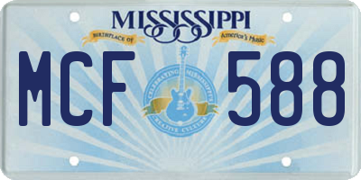 MS license plate MCF588