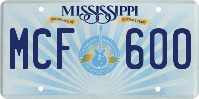 MS license plate MCF600