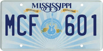 MS license plate MCF601