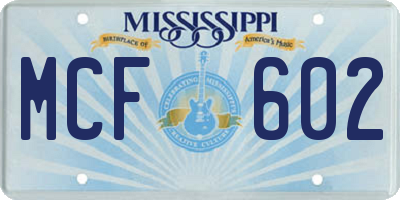 MS license plate MCF602