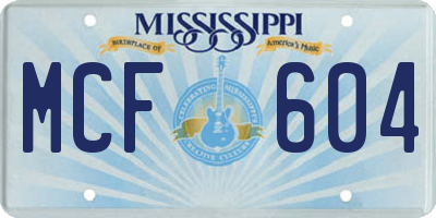 MS license plate MCF604