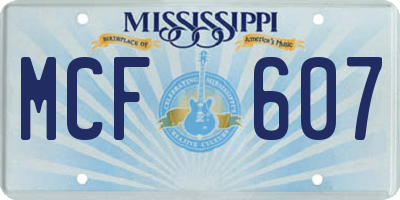 MS license plate MCF607