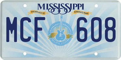 MS license plate MCF608