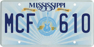 MS license plate MCF610