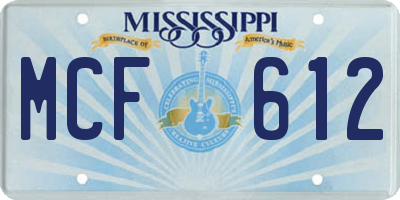 MS license plate MCF612