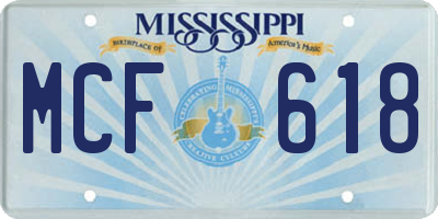 MS license plate MCF618