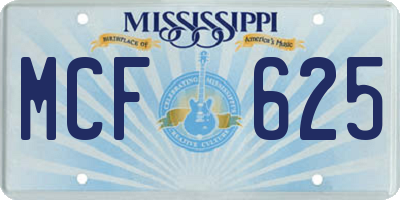 MS license plate MCF625
