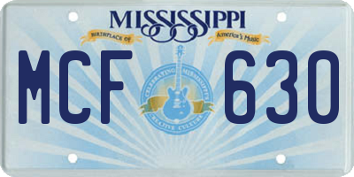 MS license plate MCF630