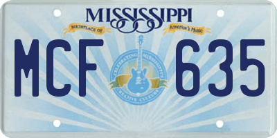 MS license plate MCF635