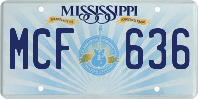 MS license plate MCF636