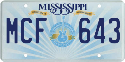 MS license plate MCF643