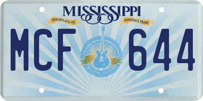 MS license plate MCF644