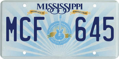 MS license plate MCF645