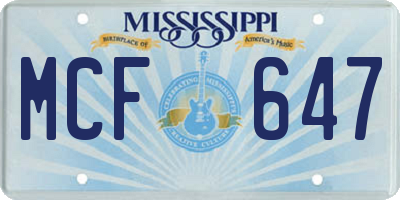 MS license plate MCF647