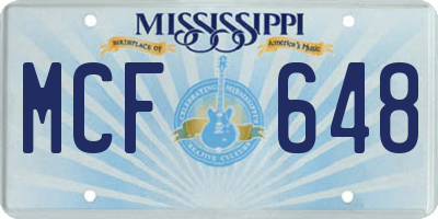 MS license plate MCF648