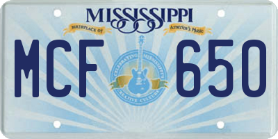 MS license plate MCF650